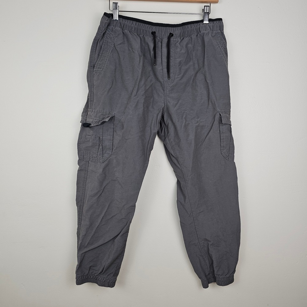 Univibe Cargo Jogger Pants Mens XL Gray Cotton Blend Drawstring Utility Tapered